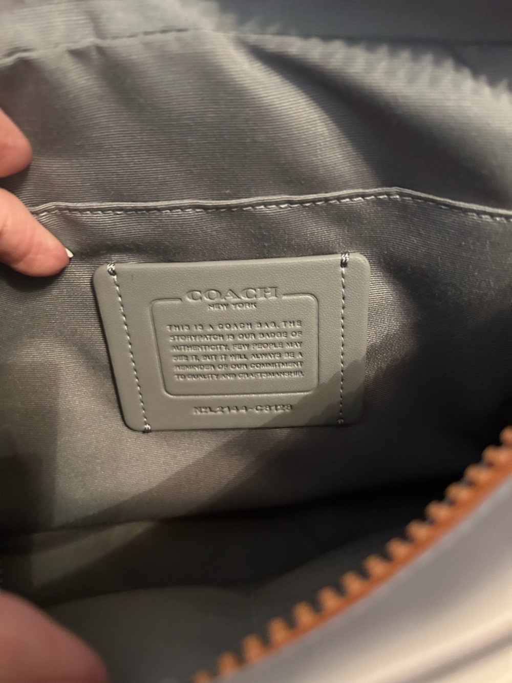 Coach Small Messenger Bag in Gray with Tan Zipper Trim - Picture 3 of 3